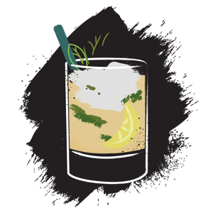 Illustration of whiskey smash cocktail