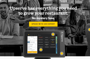 Homepage of website for restaurant point of sale provider Upserve