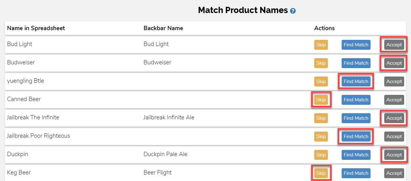 Match Products Example